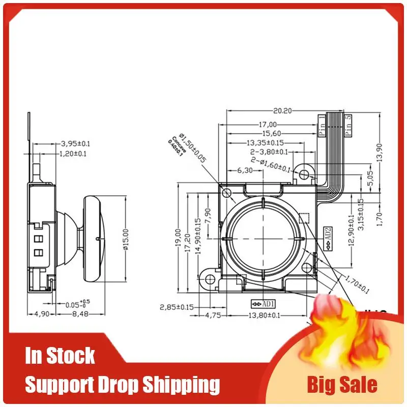 Top Deals 2PCS TMR Electromagnetic Joystick For ANBERNIC RG505 RG405M RG405V Rgcube Anti-Drift Tunnel Magnetic Resistance Joysti