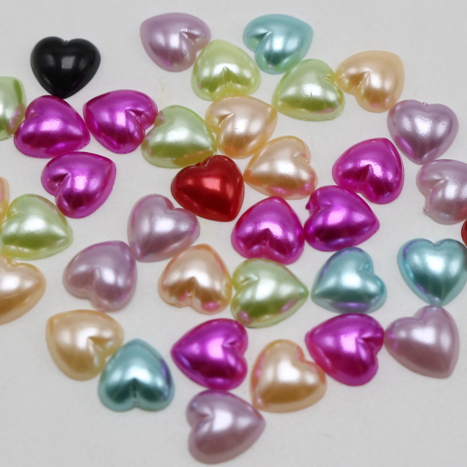 Craft DIY  Acrylic Half Pearl FlatBack Heart Bead 4mm-18mm Scrapbook Craft Colour Choice
