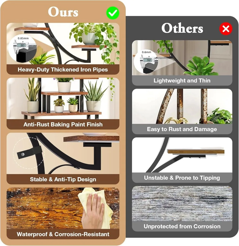 حامل نباتي مطور من 8 طبقات لعام 2026 مع 4 مصابيح للنمو، 3 ألوان ومؤقت، رف معدني طويل 63 بوصة للنباتات الداخلية #5