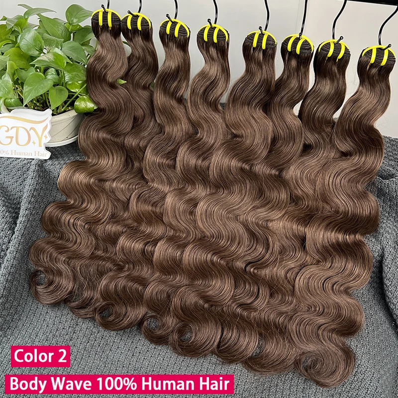 

# 2 пучка темно-коричневых волос Body Wave, 100% натуральные вьетнамские необработанные девственные волосы для наращивания, 1/2/3/4 пучка