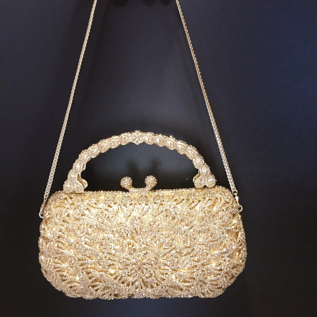 Wind Diamond Dinner Bag Single Hard Handle Diamond-encrusted Clutch Banquet Dress Women's Bag Rhinestone Purse Sac À Mains Femme