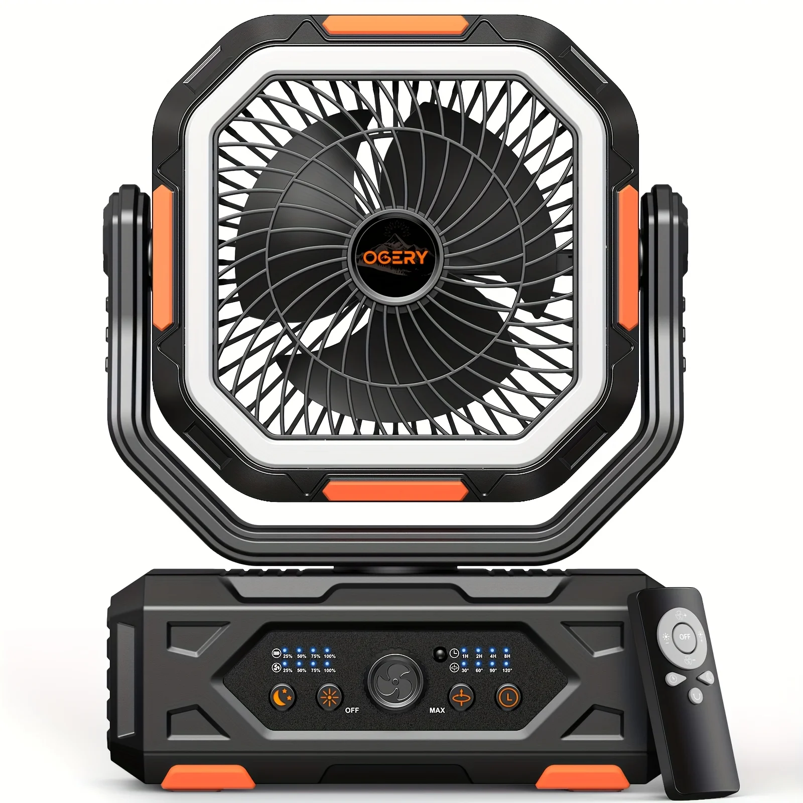 

20000mAh Portable Camping Fan with Remote & Oscillation Suitable for Tent, Travel, Car, Outdoor - Rechargeable Oscillating Ceiling/ Fan, 4-Speed Quiet Operation, for Bedroom, RV, Emergency Cooling