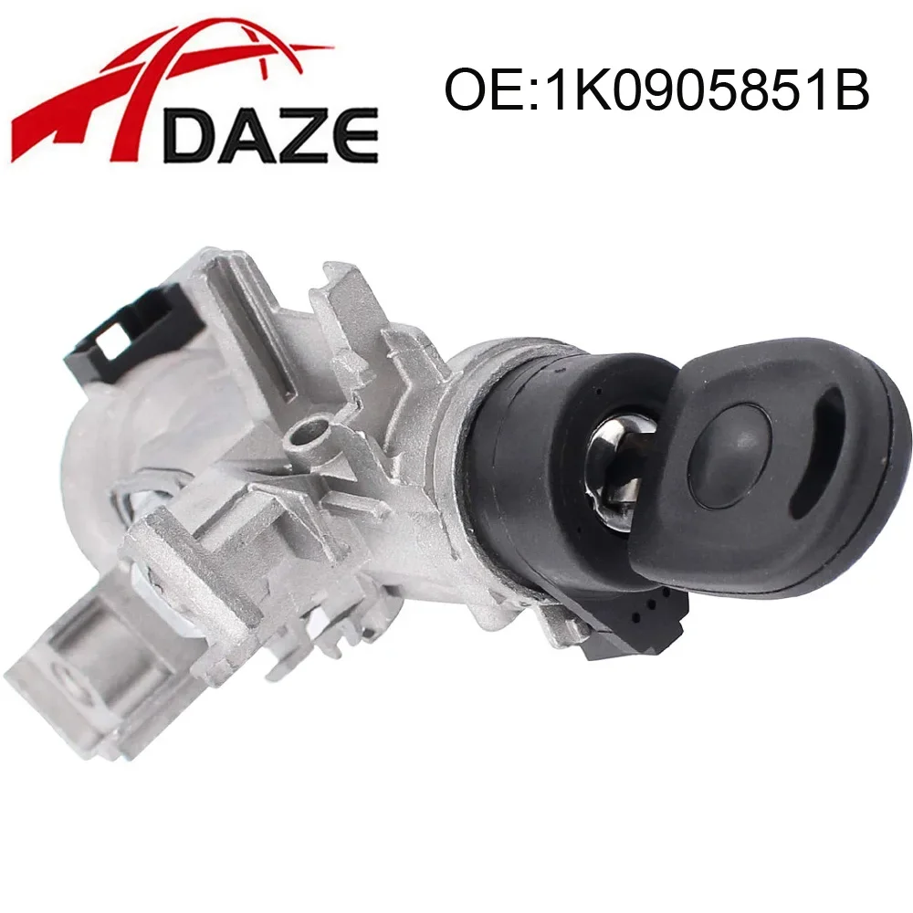 DAZE 1K0905851B Ignition Starter Switch Steering Lock Cylinder&Key For A3 VW Golf 5 MK5 MK6 Tiguan Touran Seat Leon Toledo Altea