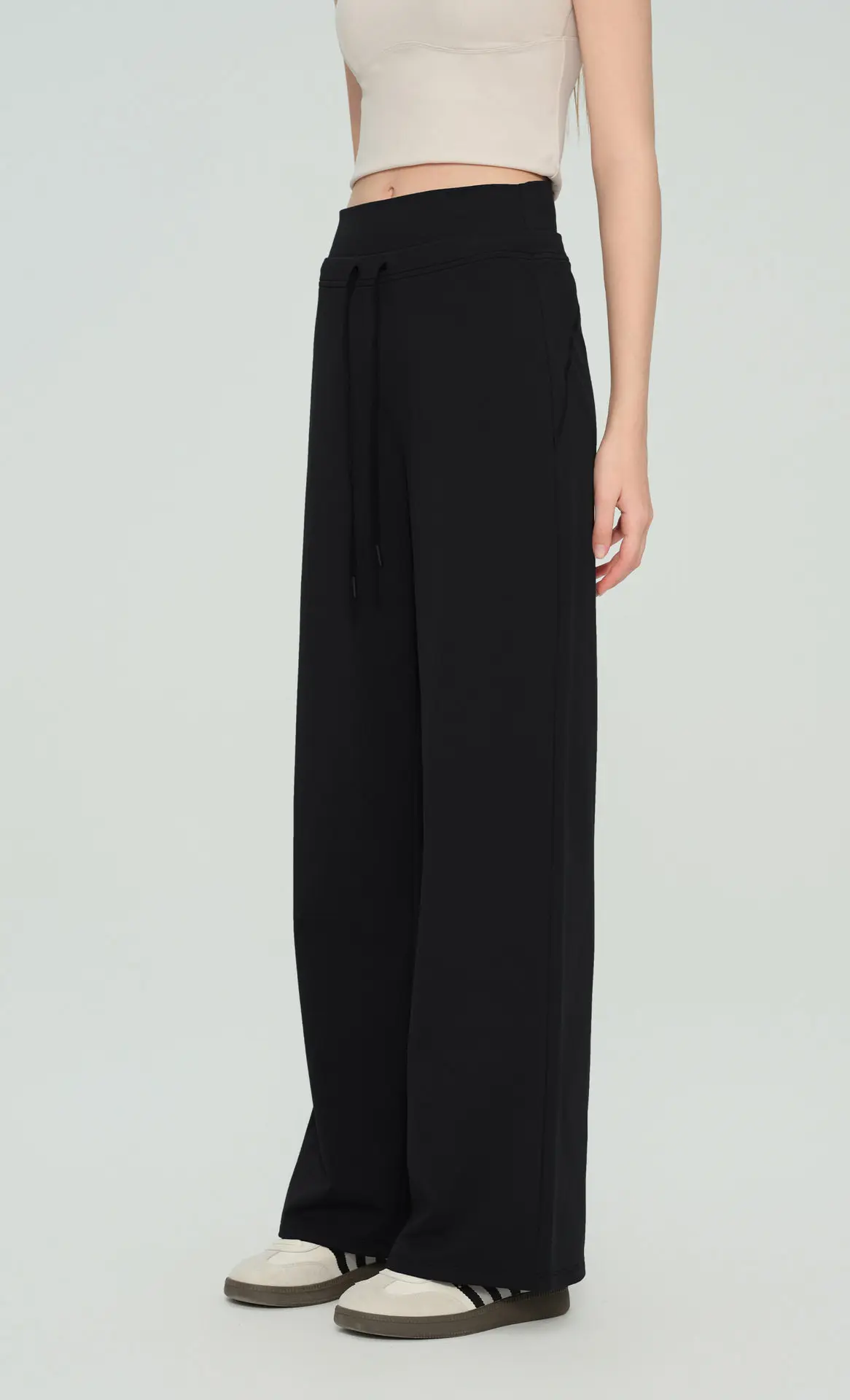 Lockere, gerade geschnittene Yogahose für Damen, hoch geschnittene Leggings, weite Beine, Sport- und Laufhose, Plus-Size, lässige Trainingsleggings für Pilates und Fitness. – Detail 8