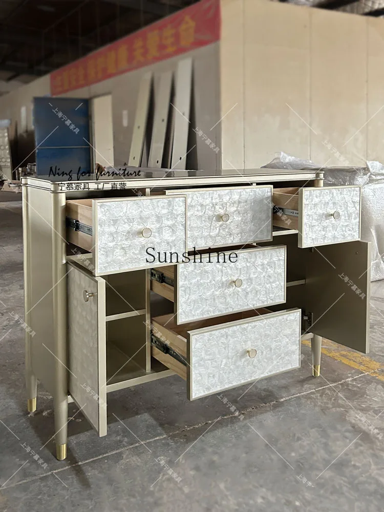 American light luxury shell porch cabinet small apartment against the wall dining side cabinet