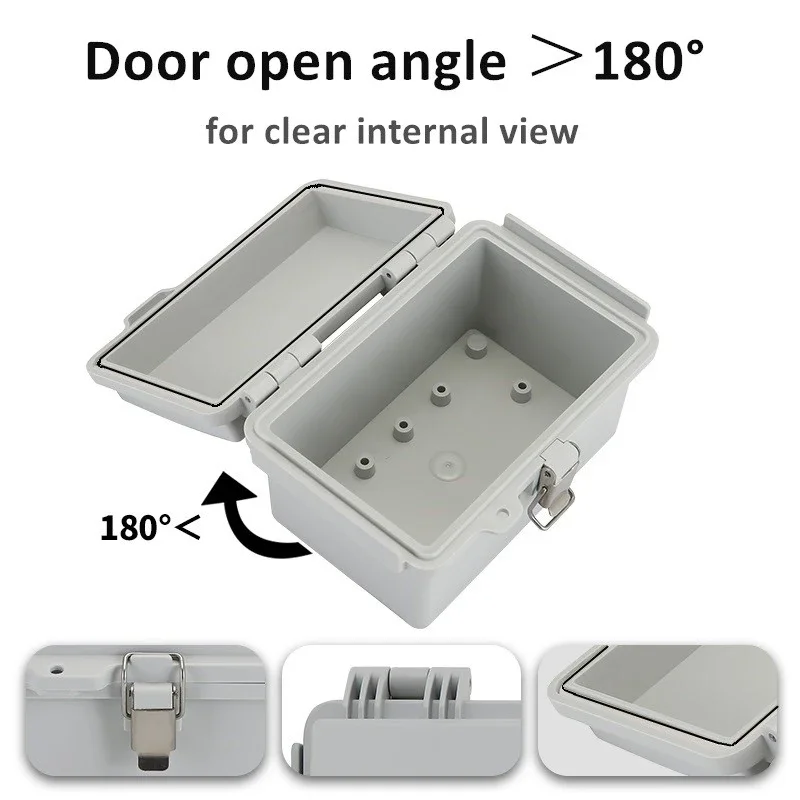 IP67 Waterproof Gray/Transparent Cover Enclosure Junction Box ABS Plastic Outdoor Electronic Instrument Hinge Case Fast Shipping