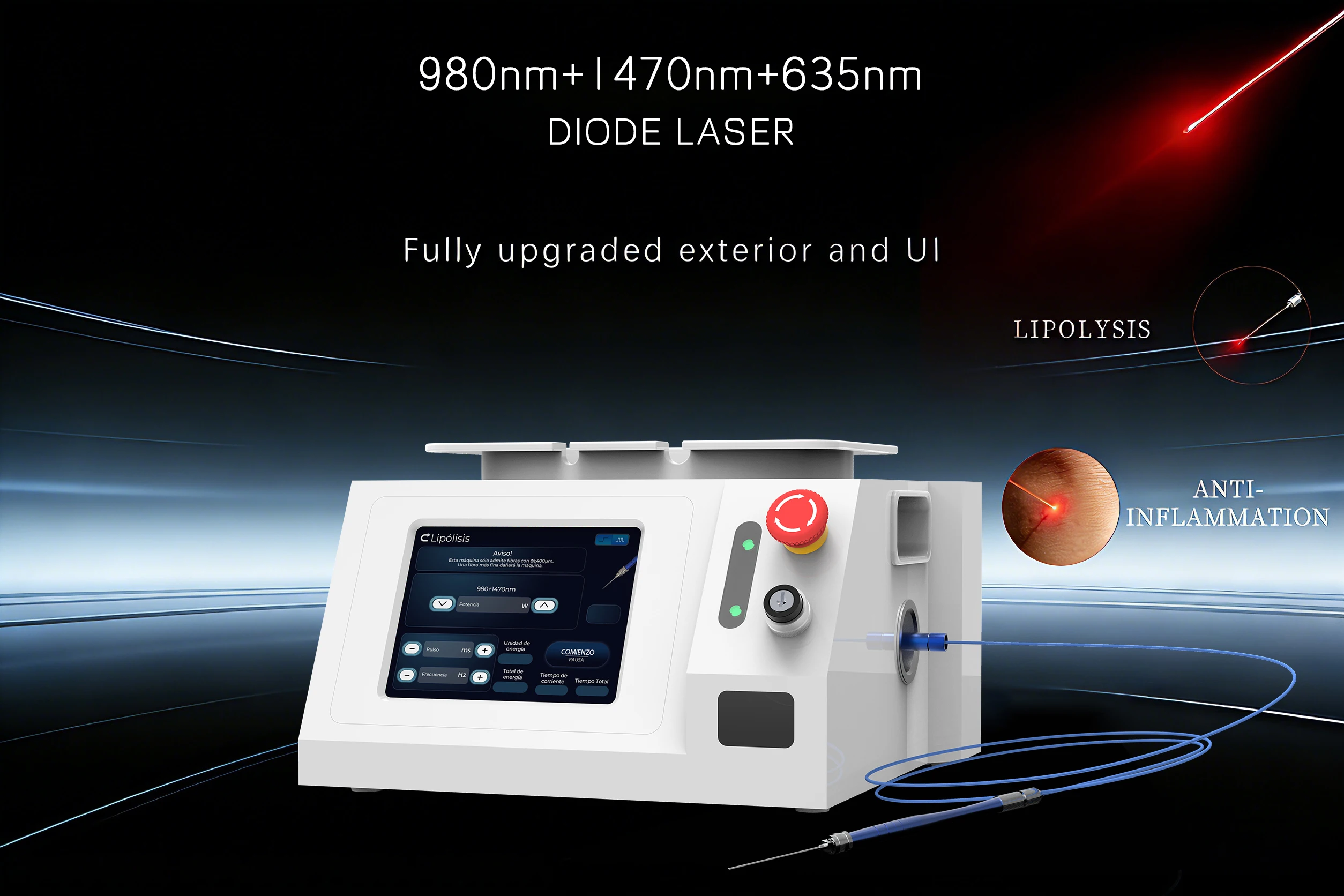 

Best Fat Removal Diode Laser 1470nm 980nm Antiaging Laser Face Lifting Fat Dissolving Body Contouring