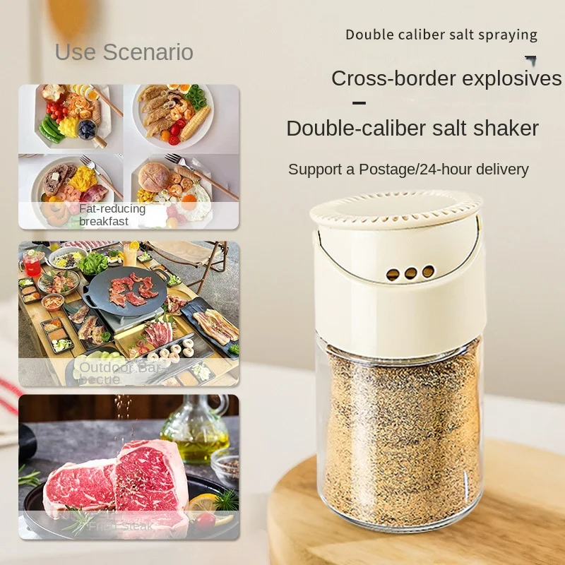 

Glass Seasoning Jar Seasoning Salt Box Seasoning BottleKitchen Double Caliber Seasoning Salt Shaker Cumin Pepper Shaker