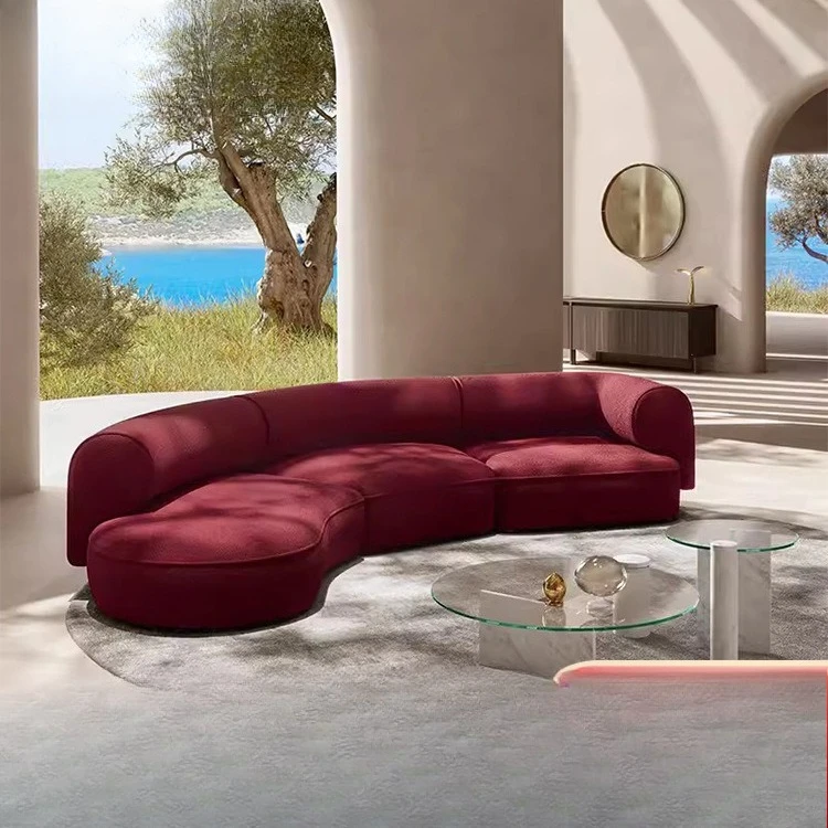 

minimalist special-shaped sofa light luxury living room large flat-floor villa designer furniture combination curved sofa