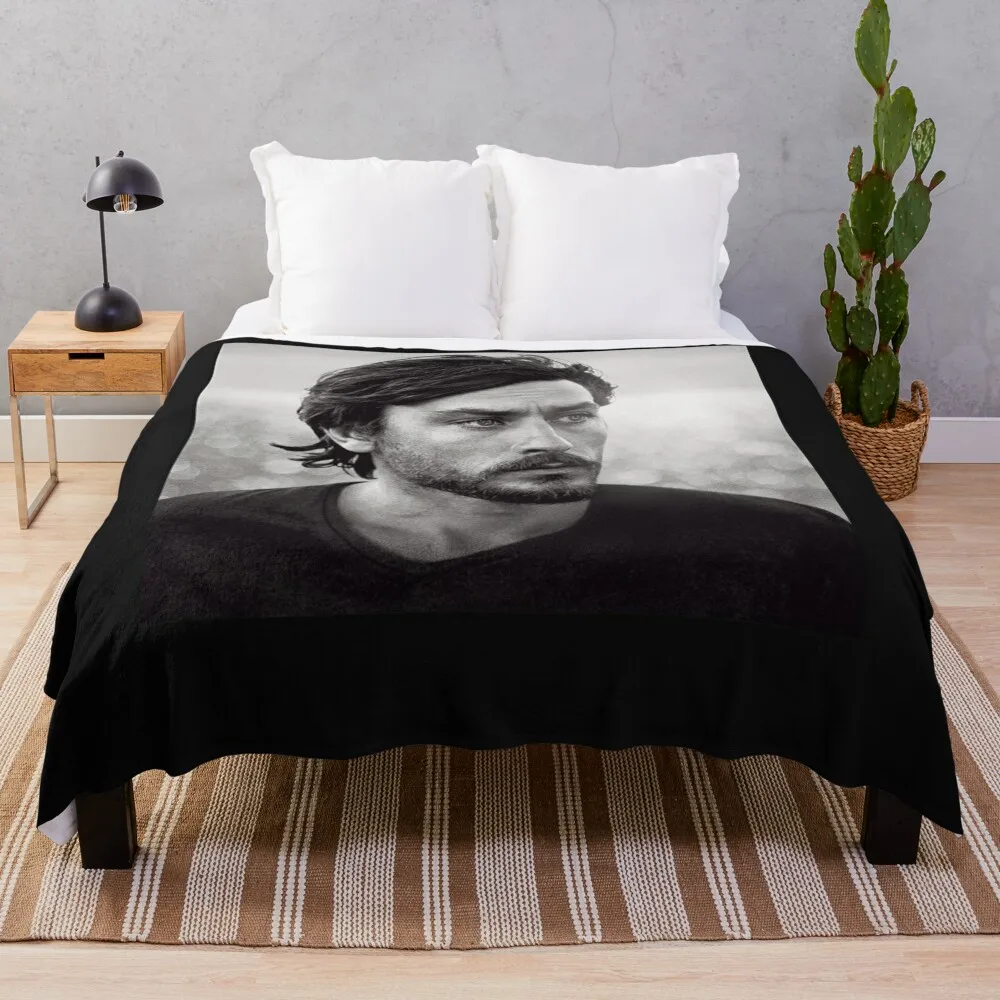 Alain Delon with beard Classic . Throw Blanket Sofas Thermal valentine gift ideas Designers Blankets