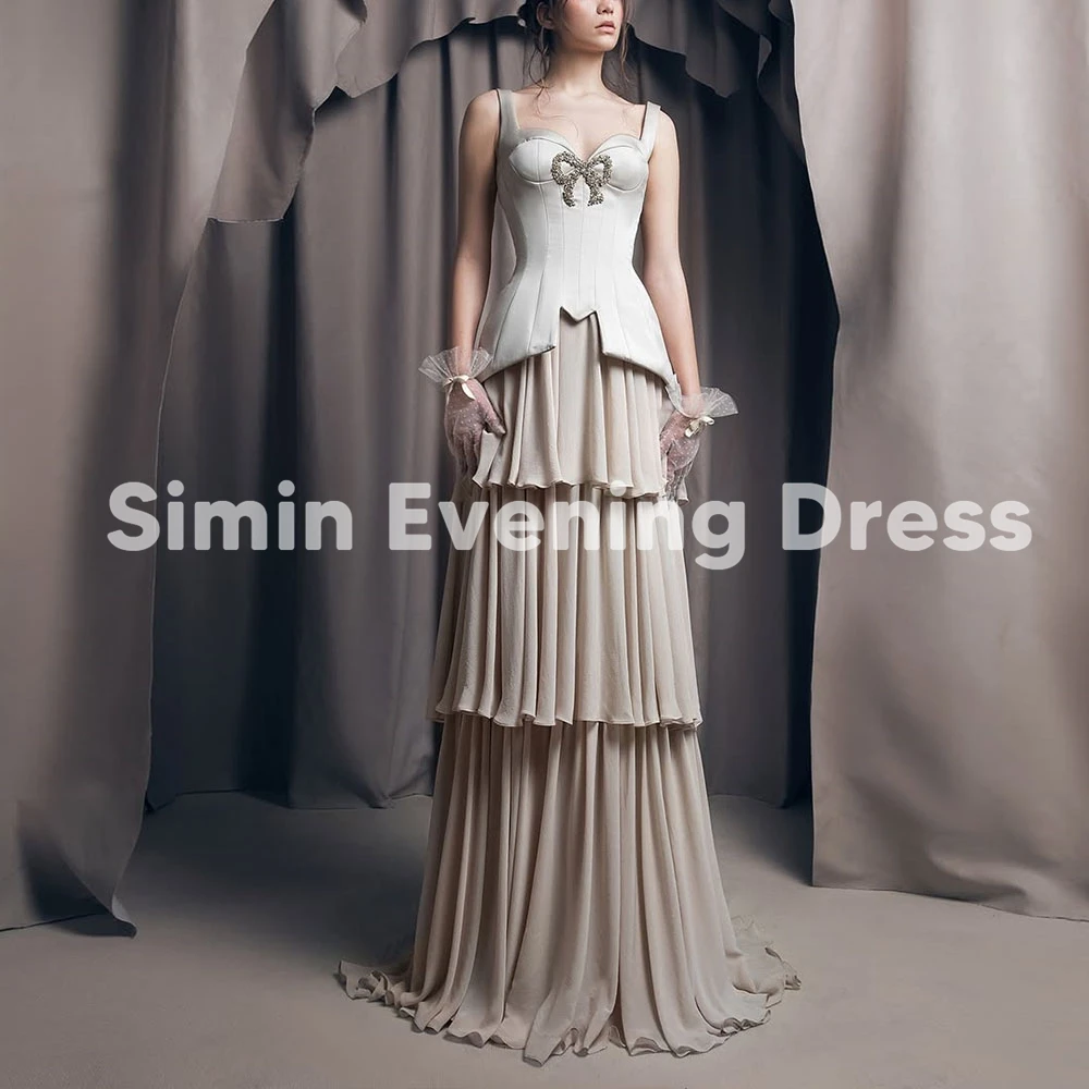

Simin Women's Sweetheart Beaded Bow Tiered A Line Evening Dresses With Sleeveless Floor-Length Formal Elegant Party Dresses 2025