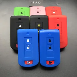 ZAD Silicone car key case cover for Mitsubishi Outlander 3 AXR RVR ASX Nativa Pajero Dakar Montero Shogun 3 buttons key protect