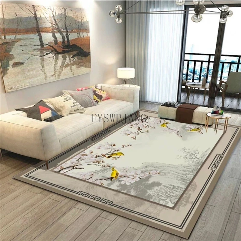 Ins Chinese Retro Carpets for Living Room Home Decor Rugs for Bedroom Bedside Lounge Large Area Rug Non-slip Floor Mat Washable