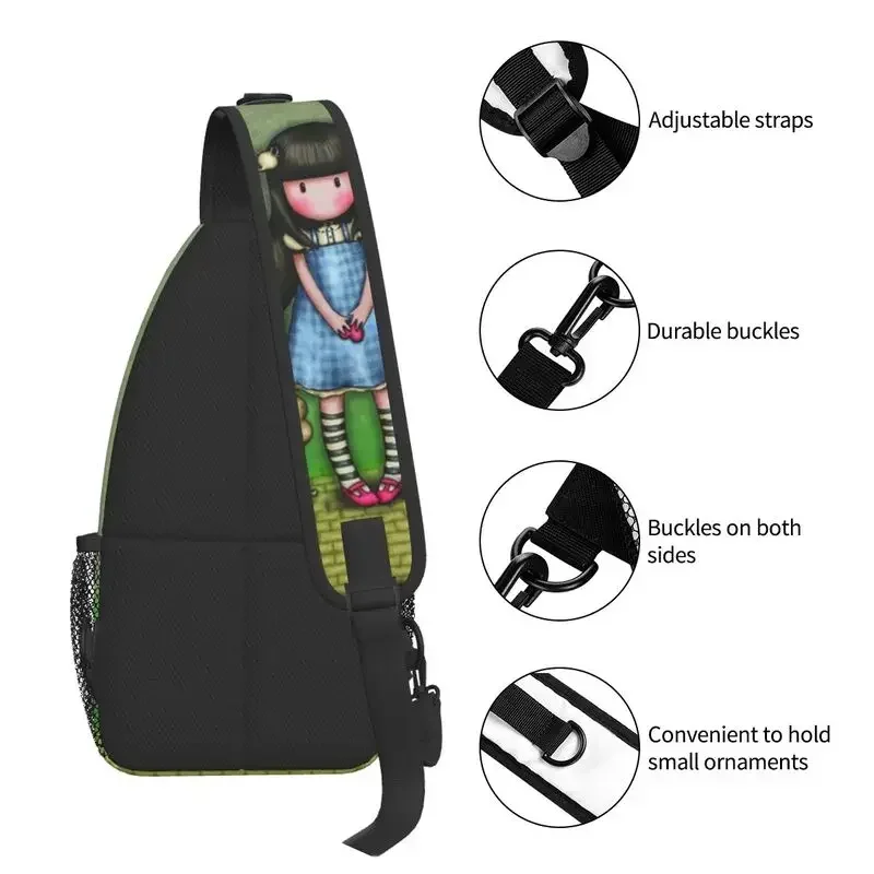 Doll Santoro Gorjuss Sling Crossbody Backpack Men Custom Anime Girl Chest Shoulder Bag for Cycling Camping Daypack