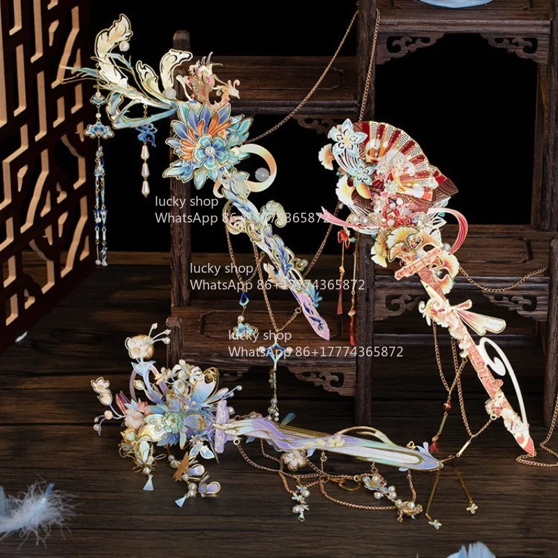 

Hairpin Sword Heterochrome Bauhinia 3D Metal Assembly Puzzle Handmade Hairpin Hanfu Can Be Worn