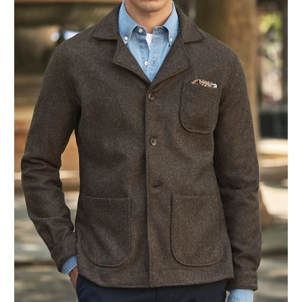 

Mens Wool Suit Jacket Notched Lapel Large Pockets Single Breasted Casual Fashion Slim Fit Comfortable Elegant Blazer Party Busin
