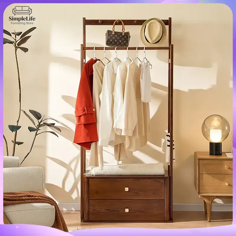 Modern Solid Wood Coat Rack Multifunctional Clothes Storage Stand Eco Friendly Living Room Bedroom Furniture Entryway Hall