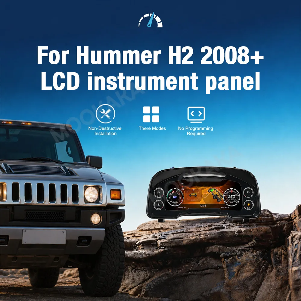 Digital LCD Instrument Cluster For Hummer H2 2008 2009 Car Virtual Cockpit Full Dashboard Speedometer Odometer Upgrade Linux