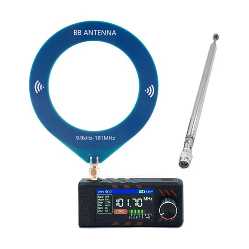 ABMF-SI4732 0.5-108Mhz 휴대용 라디오 1.9인치 IPS 스크린 포켓 미니 라디오 With9.9Khz-181Mhz 루프 안테나