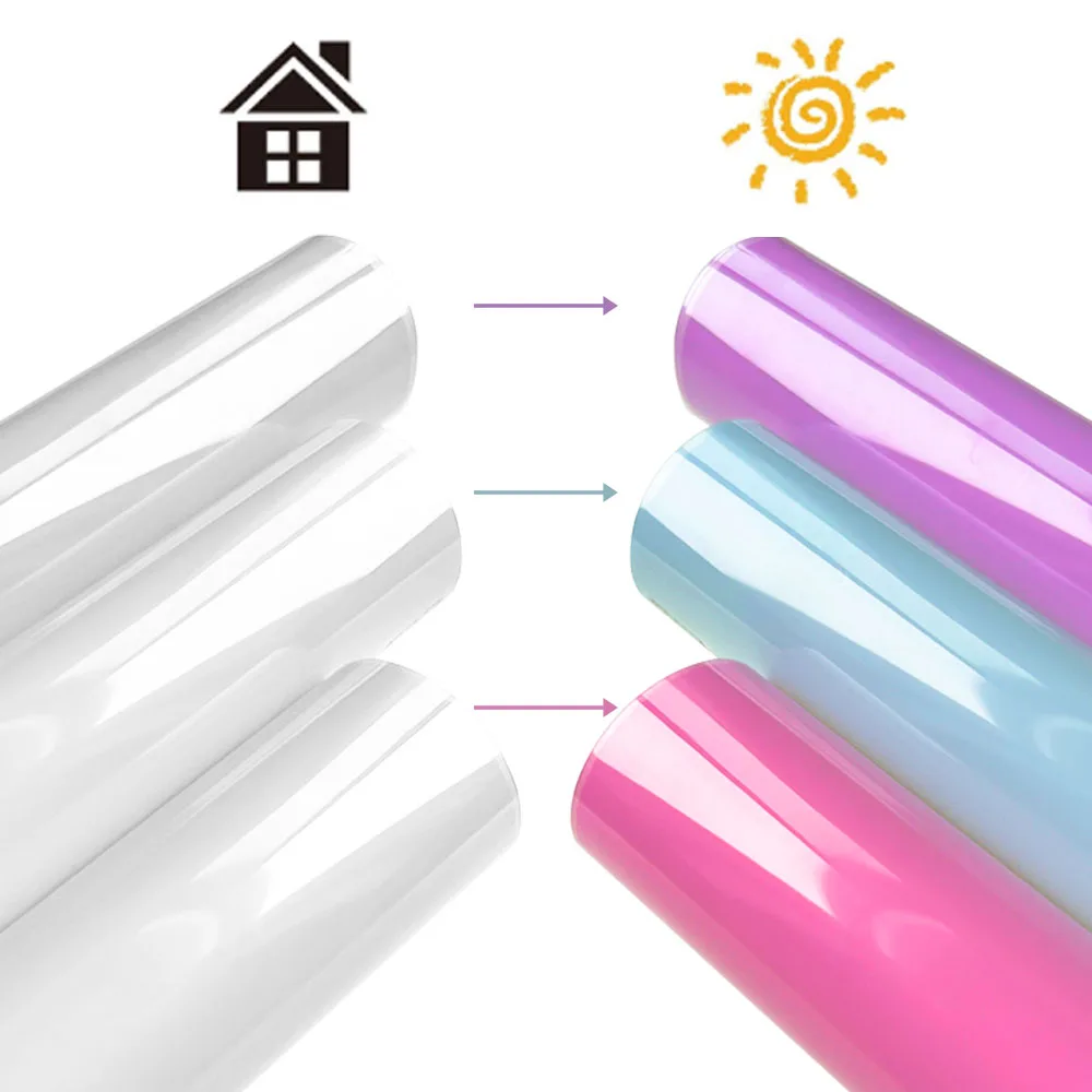 Vinile che cambia colore UV Vinili per trasferimento di calore PU sensibili alla luce solare Ferro su HTV per tagliare il cammeo Cuting Fai da te