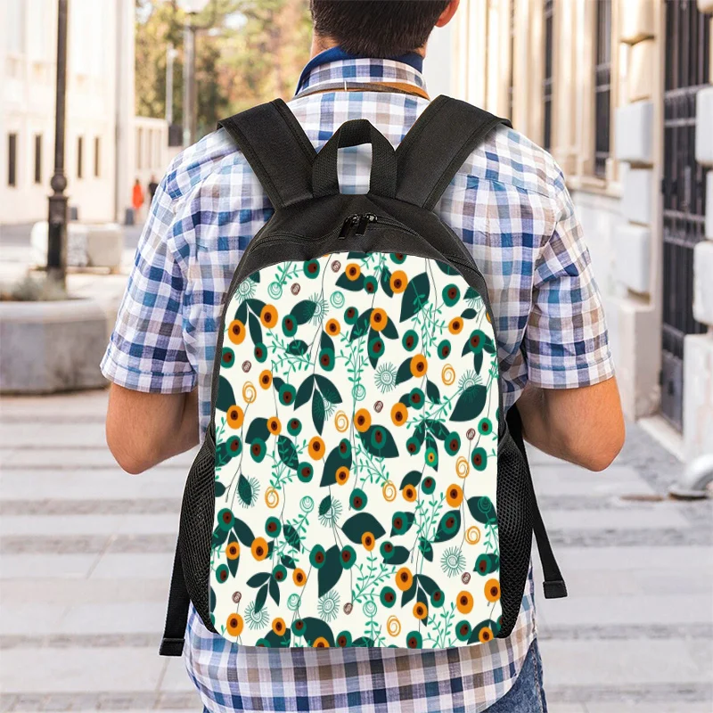 

2D flat print backpack, spring print backpack - large capacity lightweight cherry blossom bird pattern storage bag
