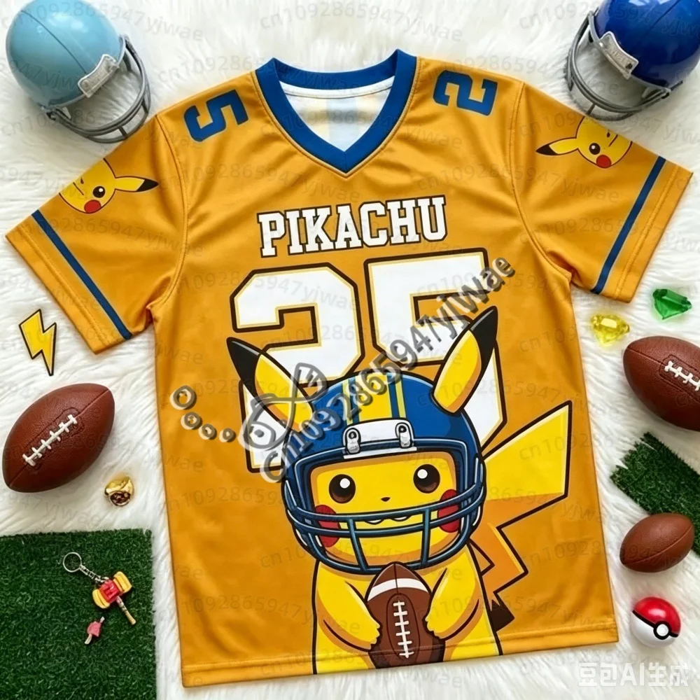 26 Sommer Herren Damen Kinder Cartoon Mewtwo Bulbasaur Fußballtrikot Y2k Streifendruck Familien-Partnerlook T-Shirt Strand-T-Shirt – Detail 17