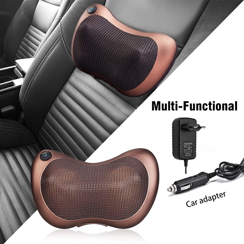 Masajeador de cabeza para coche, hogar, masaje Cervical Shiatsu, cuello, espalda, cintura, cuerpo, almohada de masaje eléctrica multifuncional, cojín