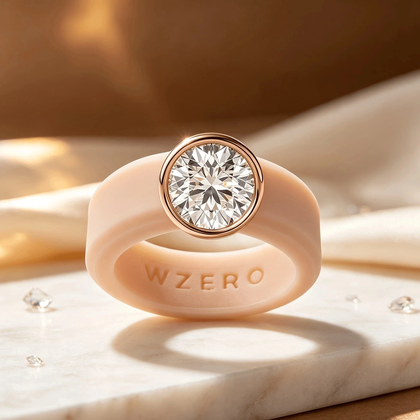 1pc khaki round edge Women's Ring, embedded with sparkling CZ, skin-friendly and comfortable, anti-collision, suitable for daily