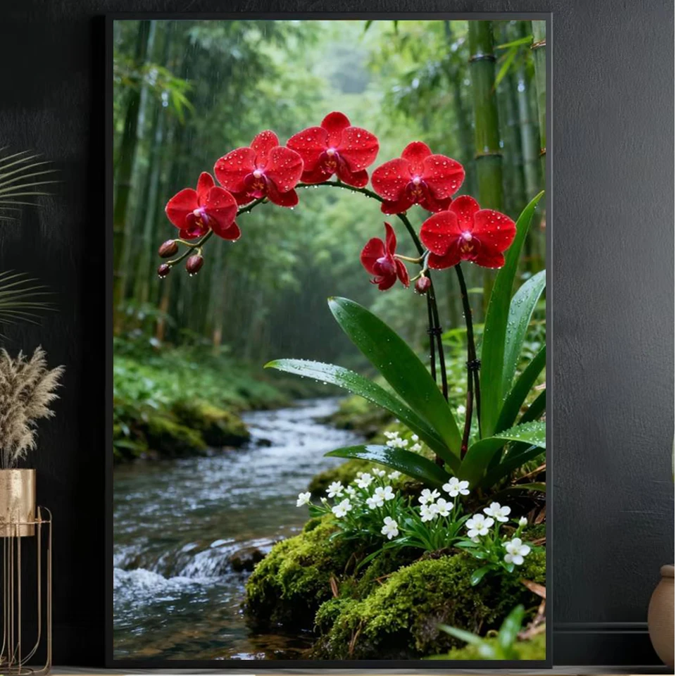 

5D Diamond Art Painting Kit Flower Orchid DIY Diamond Embroidery Handmade Mosaic Cross Stitch Home Decoration