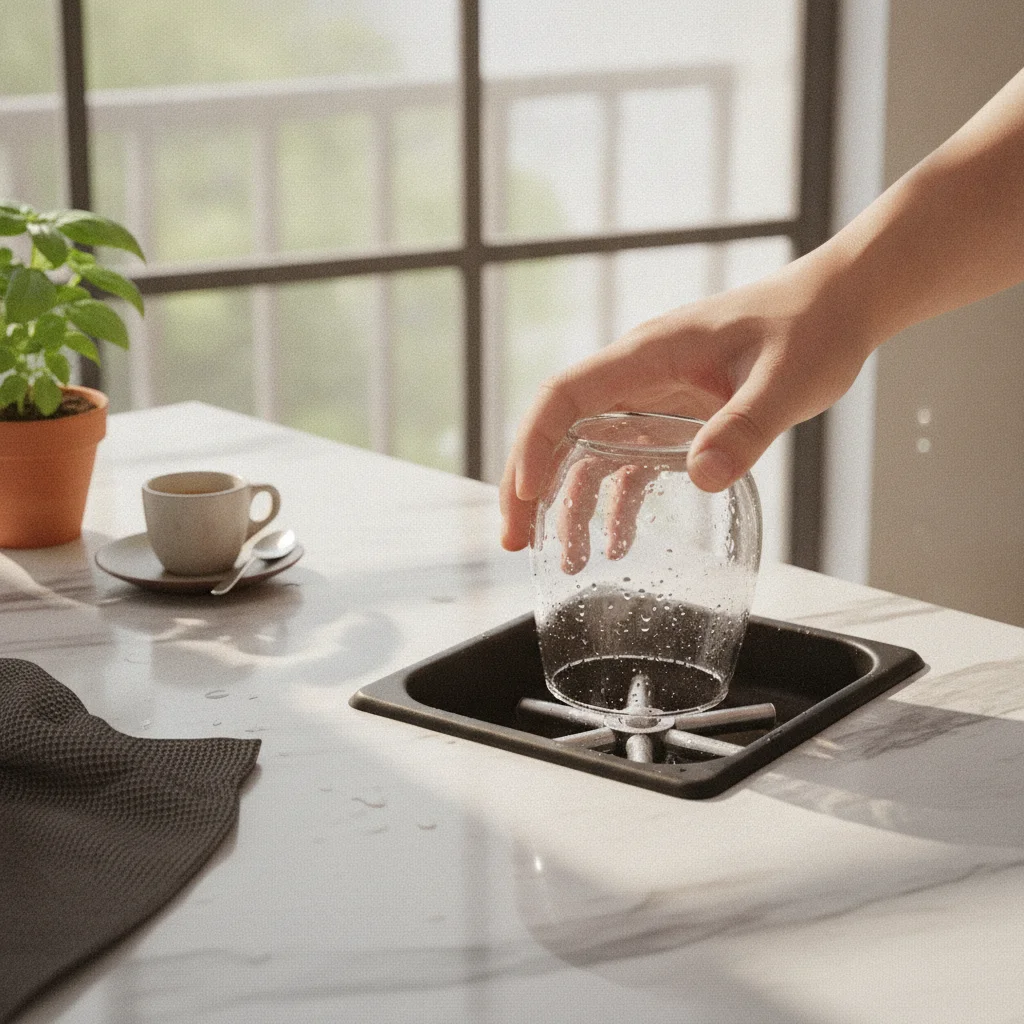 Cup Washer with Recessed Basin High-Pressure Countertop Cup Washer Bar Glass Rinser Built-in Corrosion-Resistant for Bartenders