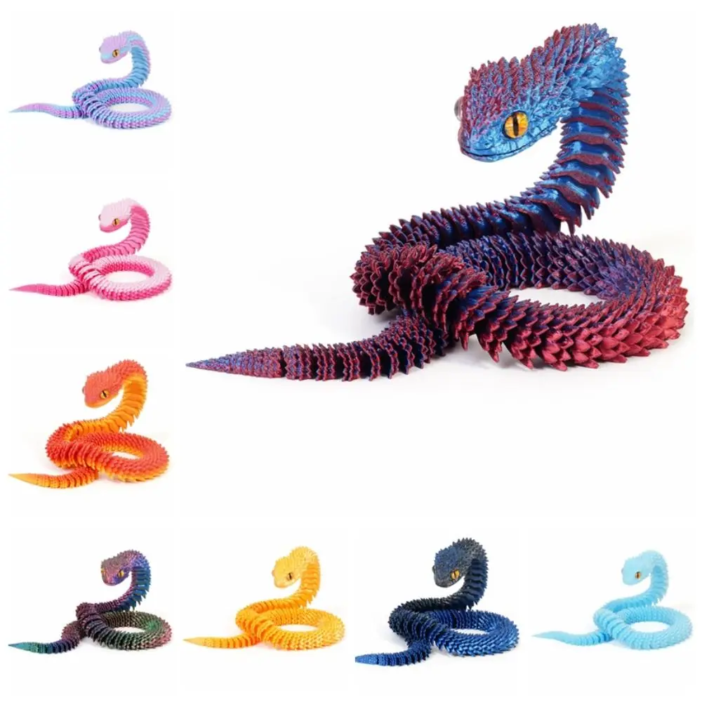 Realistic 3D Printed Snake Toy Multicolor Rotatable Simulated Snake Ornament PLA 30/45/60cm Animal Simulation Model Halloween