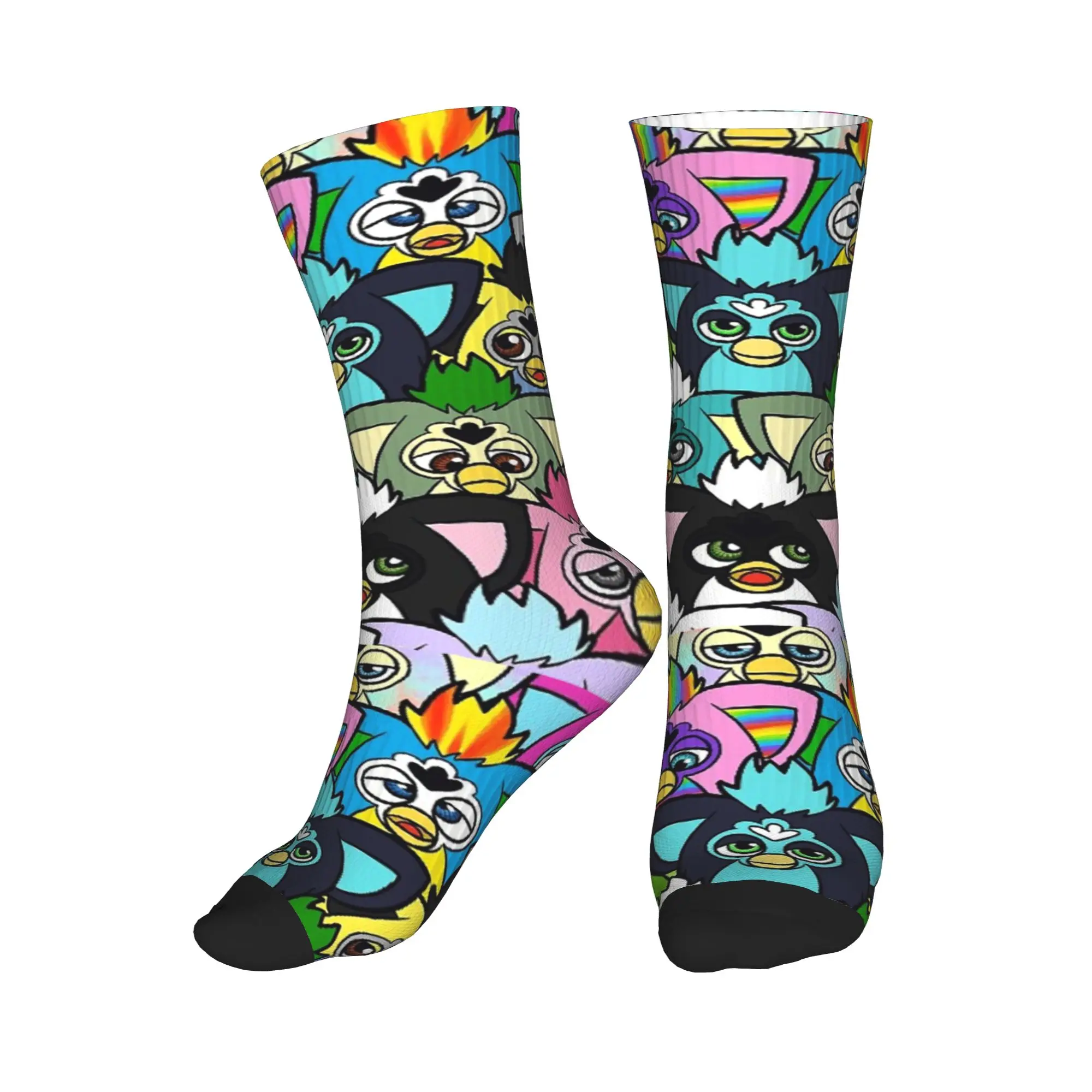 

Всесезонные забавные носки-трубы средней длины с мультяшным роботом Ферби, высококачественные спортивные носки для мужчин и женщин