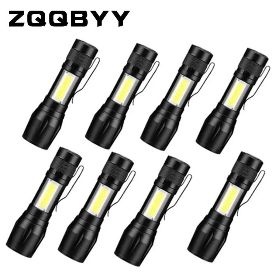 

8 Pcs Led Flashlight Portable USB Rechargeable Torch Lantern LED Adjustable Penlight Waterproof T6 Work Light Camping Light