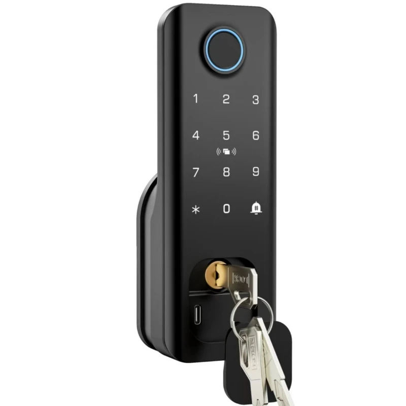 

Fingerprint password swipe card key remote control graffiti smart