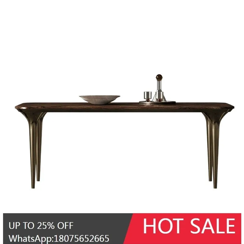 SGF Italian Style Light Luxury Black Walnut Dining Table Rectangular Dining Table Modern Minimalist