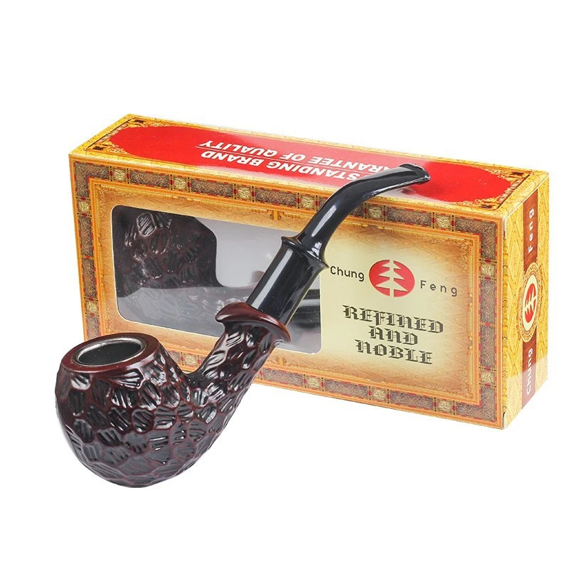 Best Gift Blue and White Porcelain Pattern Pipe Tobacco Pipe Set Wooden Tobacco Pipe Smoking Accessories Herb Chimney Filter