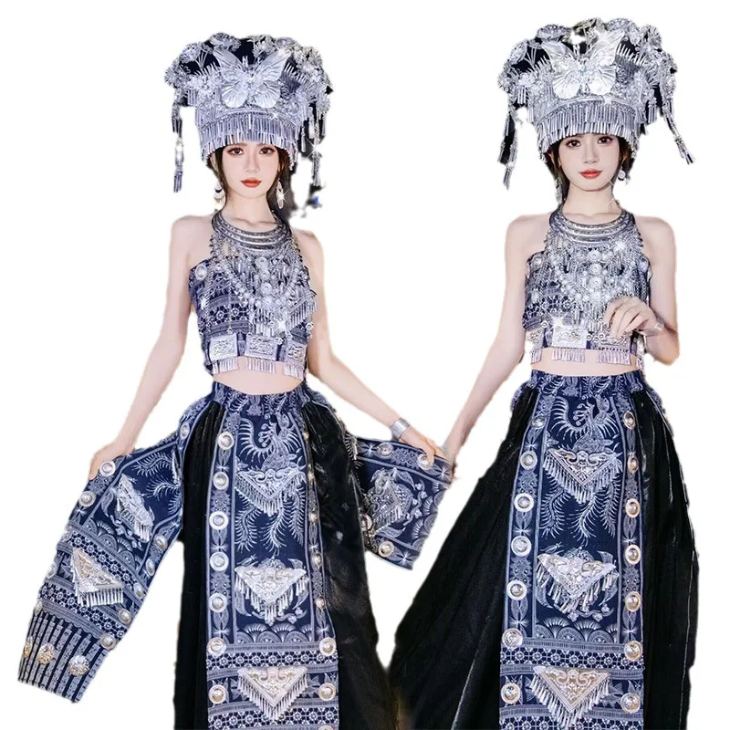 2023 The New Hani Nationality Exotic Style Xishuangbanna Miao Maidan Dress With Chest Minority Nationality Clothes