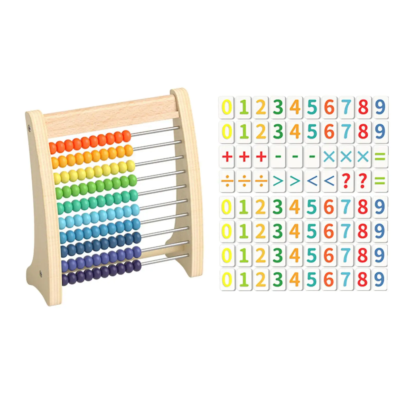 Colorful Wooden Abacus Ten Frame Set Bead Arithmetic Abacus Educational Toy for