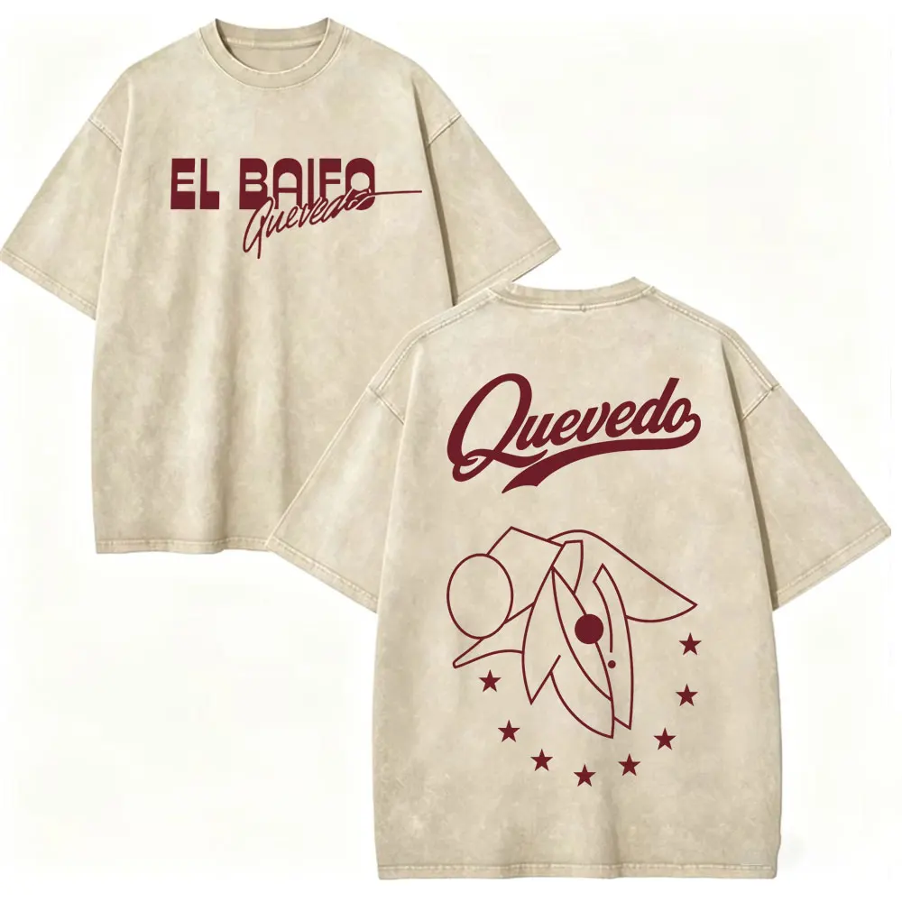 Vintage Washed Quevedo El Baifo Grafik-T-Shirts für Männer und Frauen, Kleidung, Mode, Hip-Hop-T-Shirts, Sommer, lässig, lockeres Baumwoll-T-Shirt – Detail 7