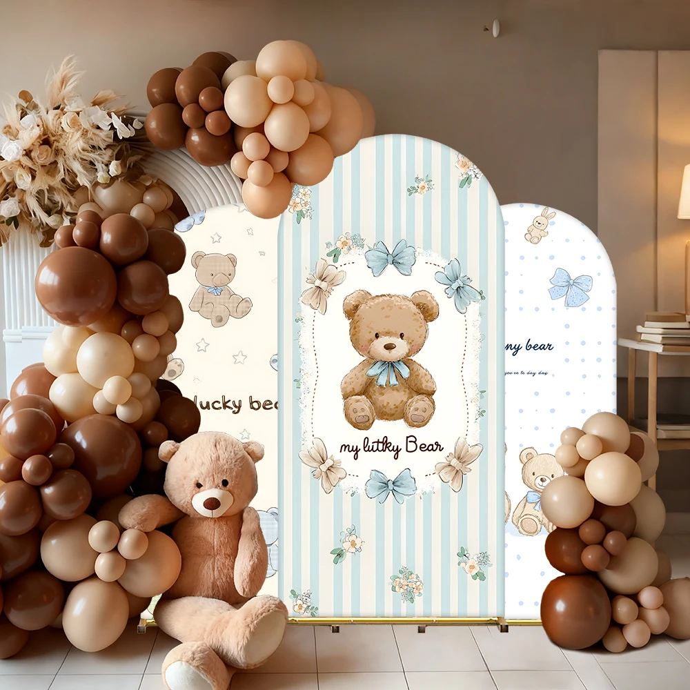 

Фон с аркой на тему медведя, милый стиль, прочный, декор для детского душа и дня рождения, сезонное использование, сцена для детской вечеринки