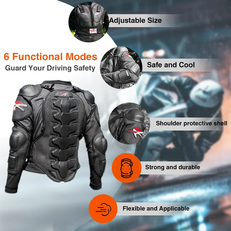 Adult Motorcycle Protective Jacket and Knee Pads, Motorcycle Accessories, Back, Spine and Chest Protector, Full Body Armor for Motocross and Bike Gear view 5