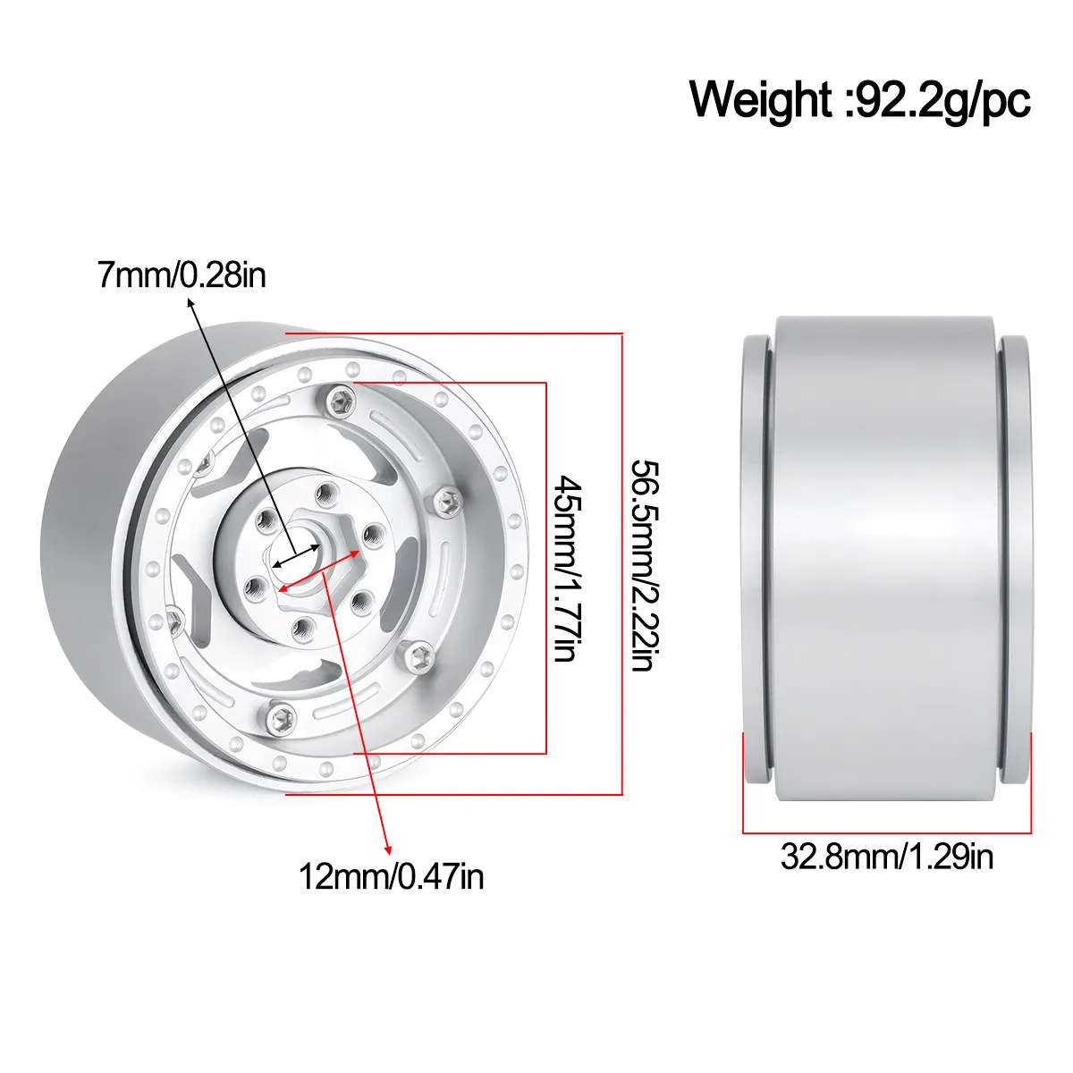 Yuzhe Optimal Fully upgraded 1.9-inch all aluminum alloy wheel hub CNC process 12mm adapter universal 1/10RC climbing car 4-pack