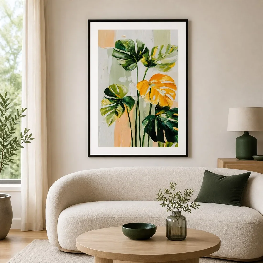 1pc frameless Canvas Painting Jungle Leafy Essence Poster,Canvas Wall Print,Modern Art Illustration,High‑Grade Home Decoration A