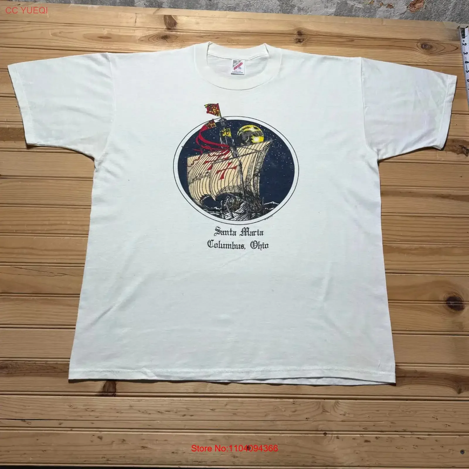 Vintage 1992 Santa Maria Columbus Ohio Ship Christopher T Shirt USA XXL vintage Washed designer clothes Breathable Casual