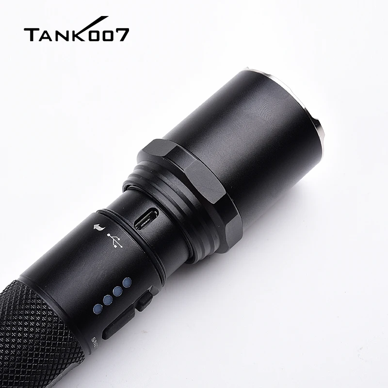 TANK007 PC11A Rechargeable LED Flashlight 18650 Battery Durable Waterproof Outdoor Camping Searching Torch Powerful Light