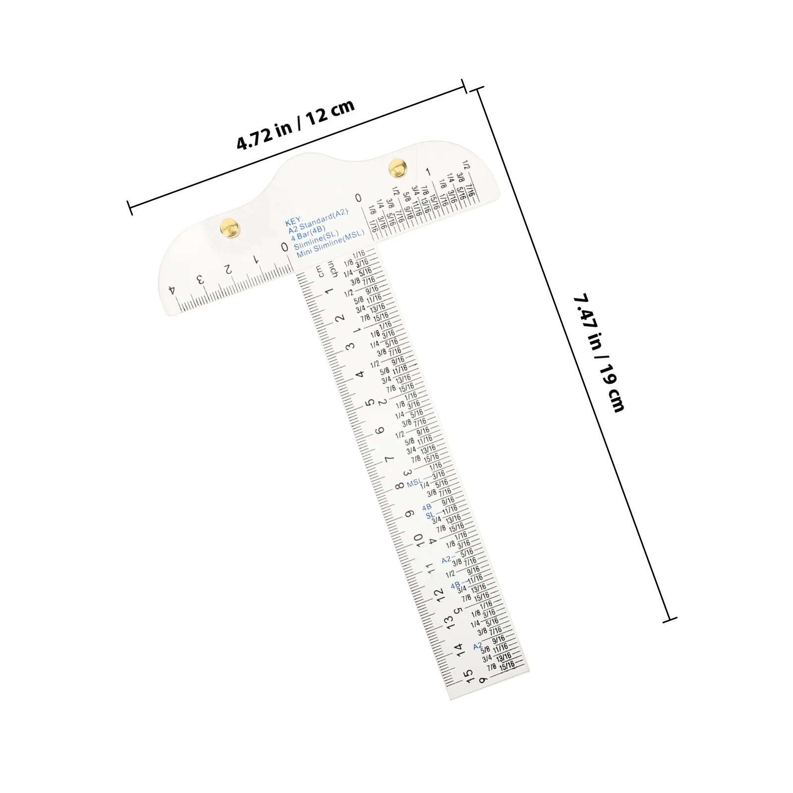 Righello a forma di T Segnaletica trasparente in centimetri Strumento di disegno portatile per artisti Studenti Architetti Righello per