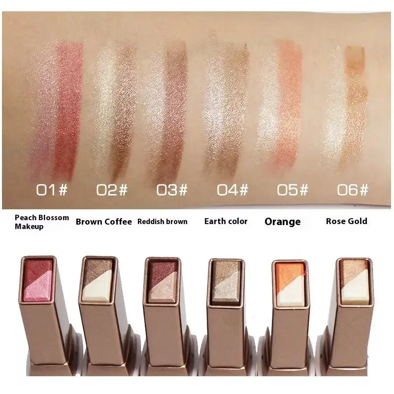 อายแชโดว์แบบแท่งสองสี ชิมเมอร์ กลิตเตอร์ สีสันสดใส ดูมีมิติ เป็นธรรมชาติ ไม่ต้องลบเมคอัพ เครื่องสำอางสำหรับดวงตา สำหรับผู้หญิง ของขวัญ