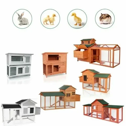 Wooden Rabbit Hutch Chicken Coop Pet House Small Animal Bunny Cage Waterproof