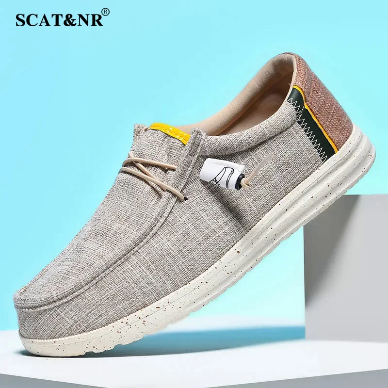 Men casual canvas shoes mens breathable slip on flats male vulcanized shoes driving shoes plus size 48 walking shoe 2025 luxury