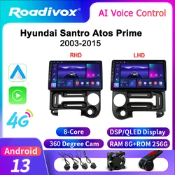 roadivox Android car radio for Hyundai Santro Atos Prime 2003 2015 stereo Navigation video Multimedia Player tape recorderroadiv